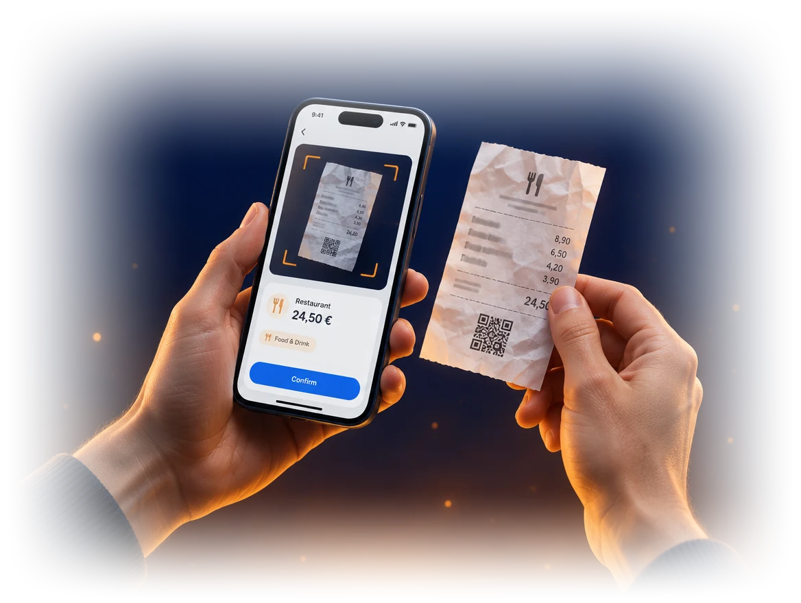 Fitek platform screen: expense receipt scanning